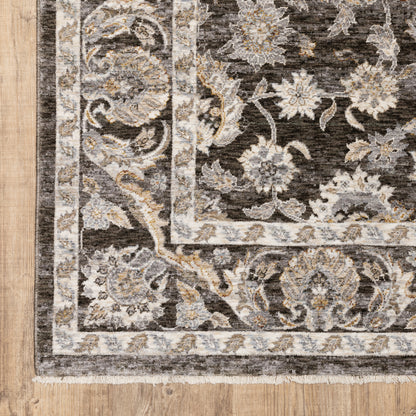 Maharaja Oriental Charcoal/ Ivory Cut Pile Rug
