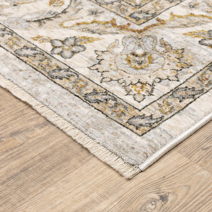 Maharaja Oriental Ivory/ Grey Cut Pile Rug