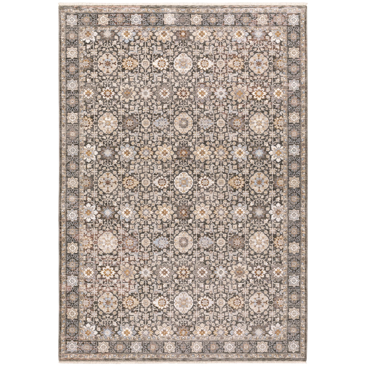 Maharaja 071N1 Charcoal Floral Rug