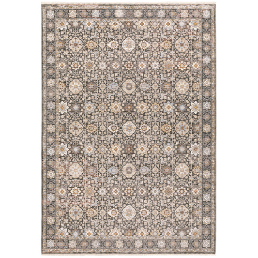 Maharaja 071N1 Charcoal Floral Rug