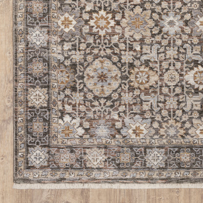 Maharaja Floral Charcoal/ Ivory Oriental Cut Pile Rug