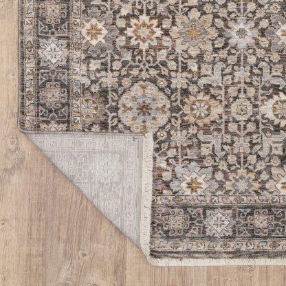 Maharaja Floral Charcoal/ Ivory Oriental Cut Pile Rug