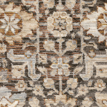 Maharaja Floral Charcoal/ Ivory Oriental Cut Pile Rug