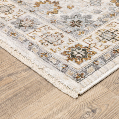 Maharaja Floral Ivory/ Multi Oriental Cut Pile Rug
