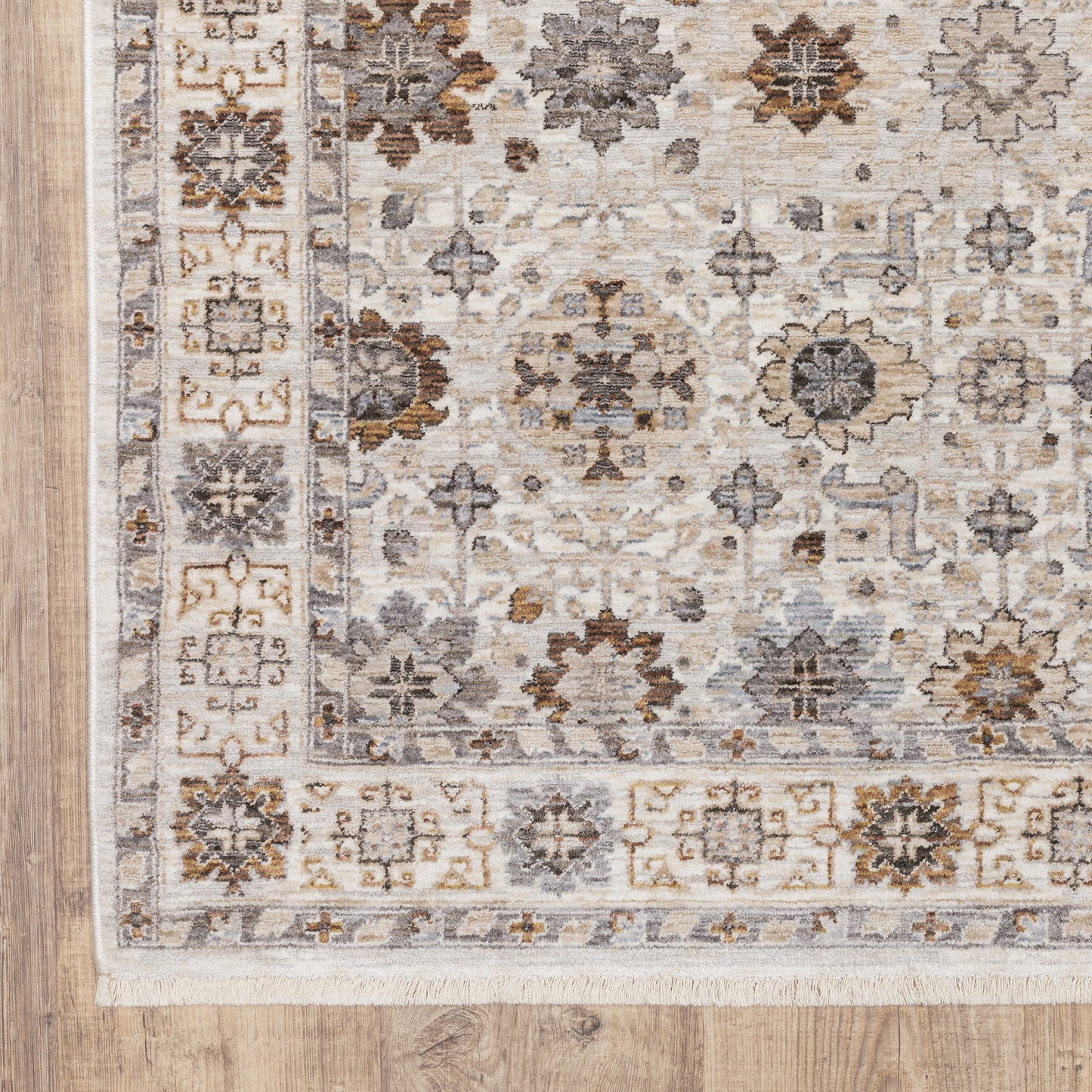 Maharaja Floral Ivory/ Multi Oriental Cut Pile Rug