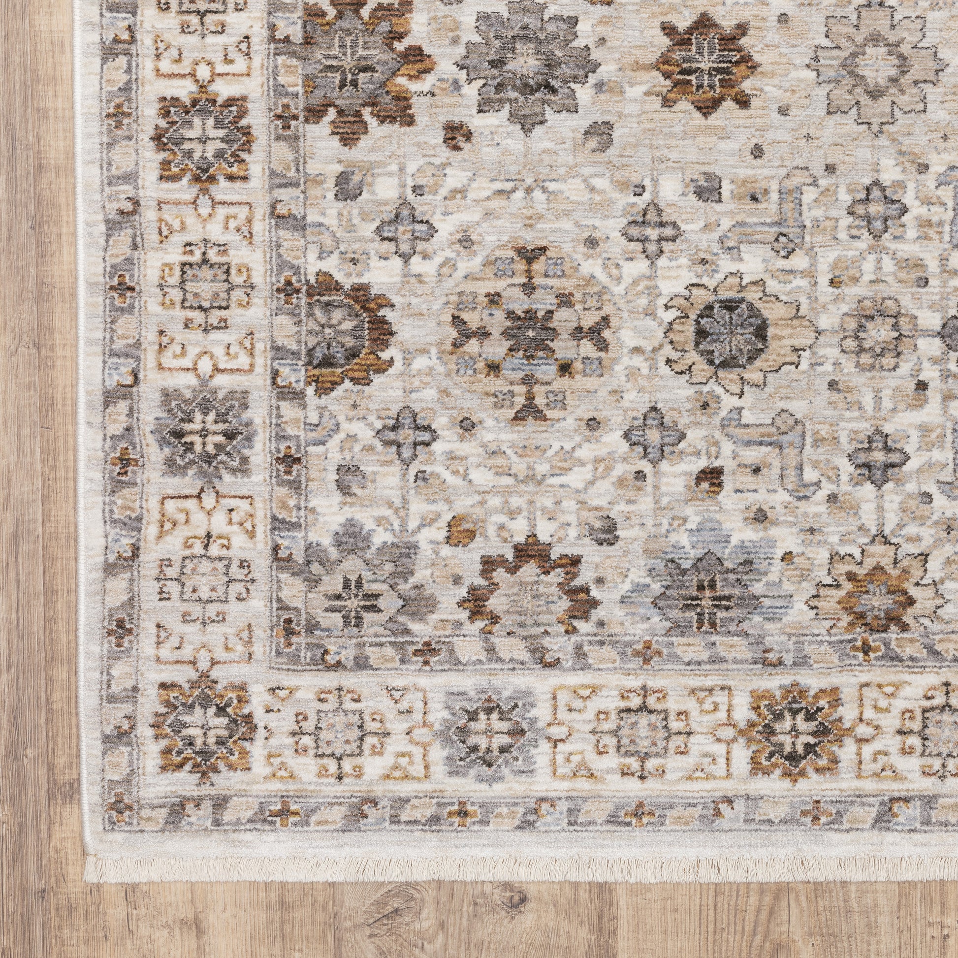 Maharaja Floral Ivory/ Multi Oriental Cut Pile Rug