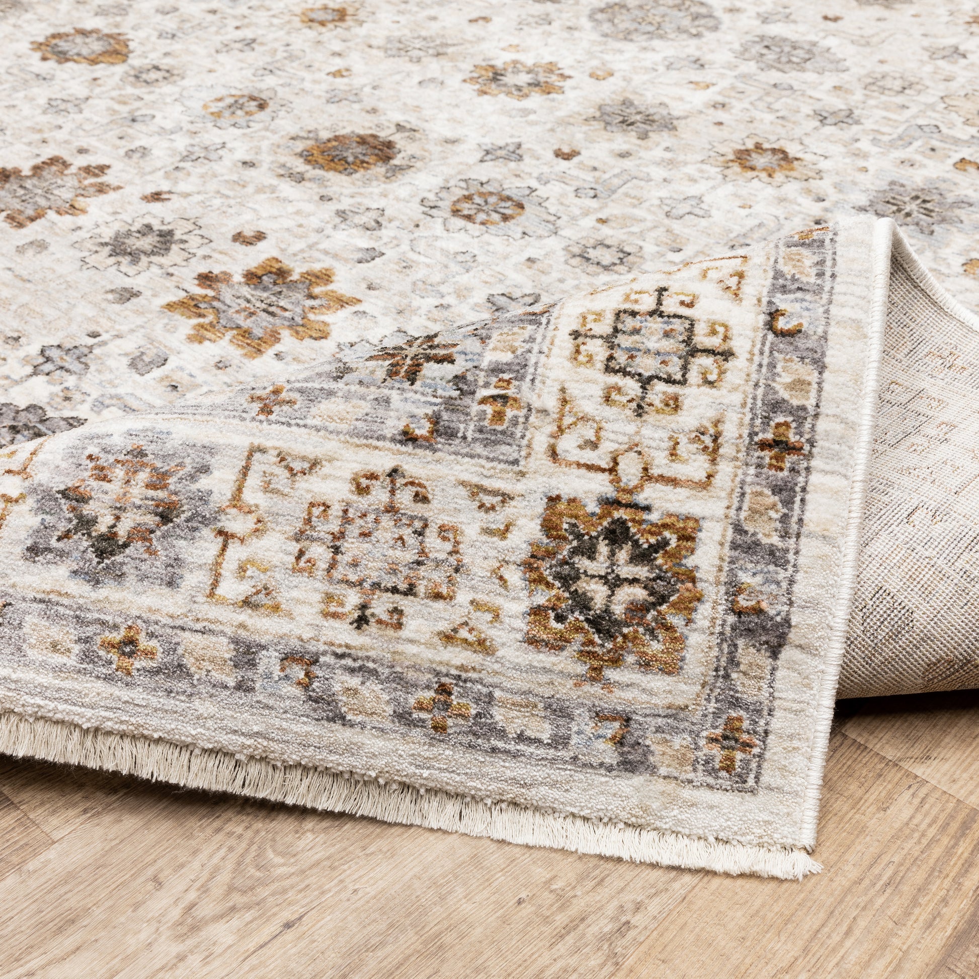 Maharaja Floral Ivory/ Multi Oriental Cut Pile Rug