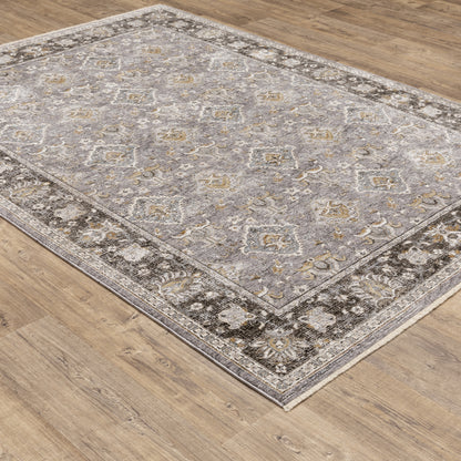 Maharaja Distressed Grey/ Blue Oriental Cut Pile Rug