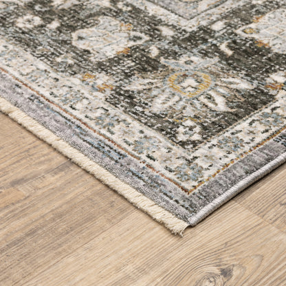 Maharaja Distressed Grey/ Blue Oriental Cut Pile Rug