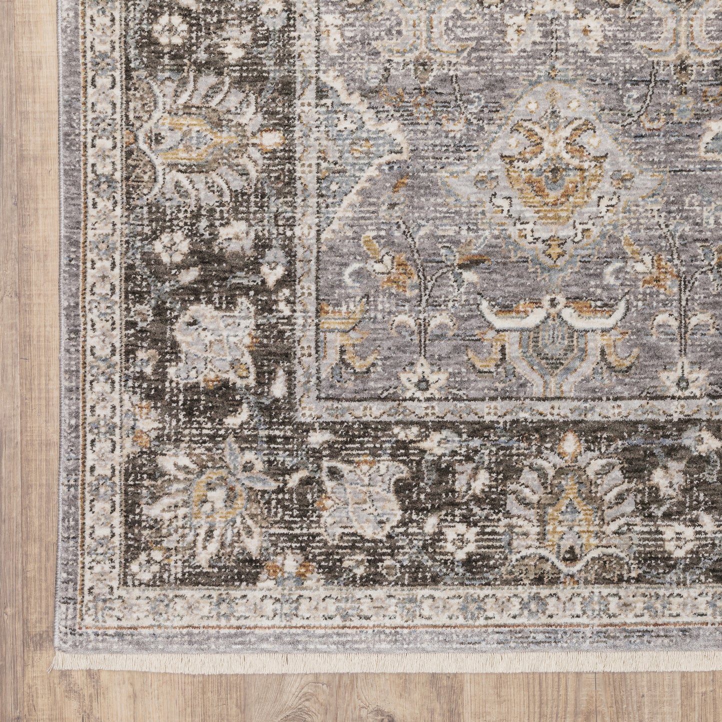Maharaja Distressed Grey/ Blue Oriental Cut Pile Rug