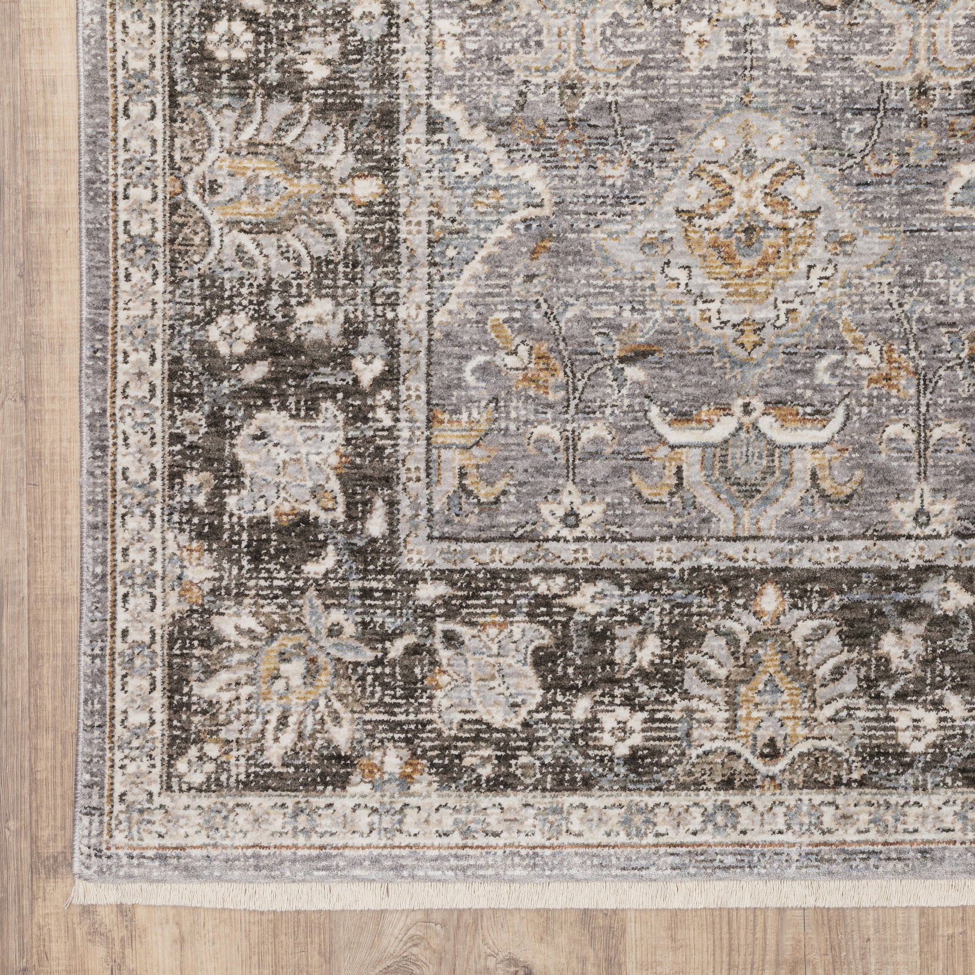 Maharaja Distressed Grey/ Blue Oriental Cut Pile Rug