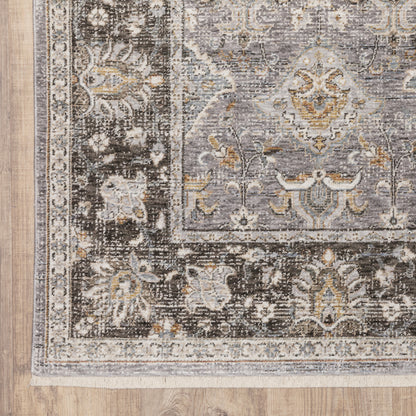 Maharaja Distressed Grey/ Blue Oriental Cut Pile Rug