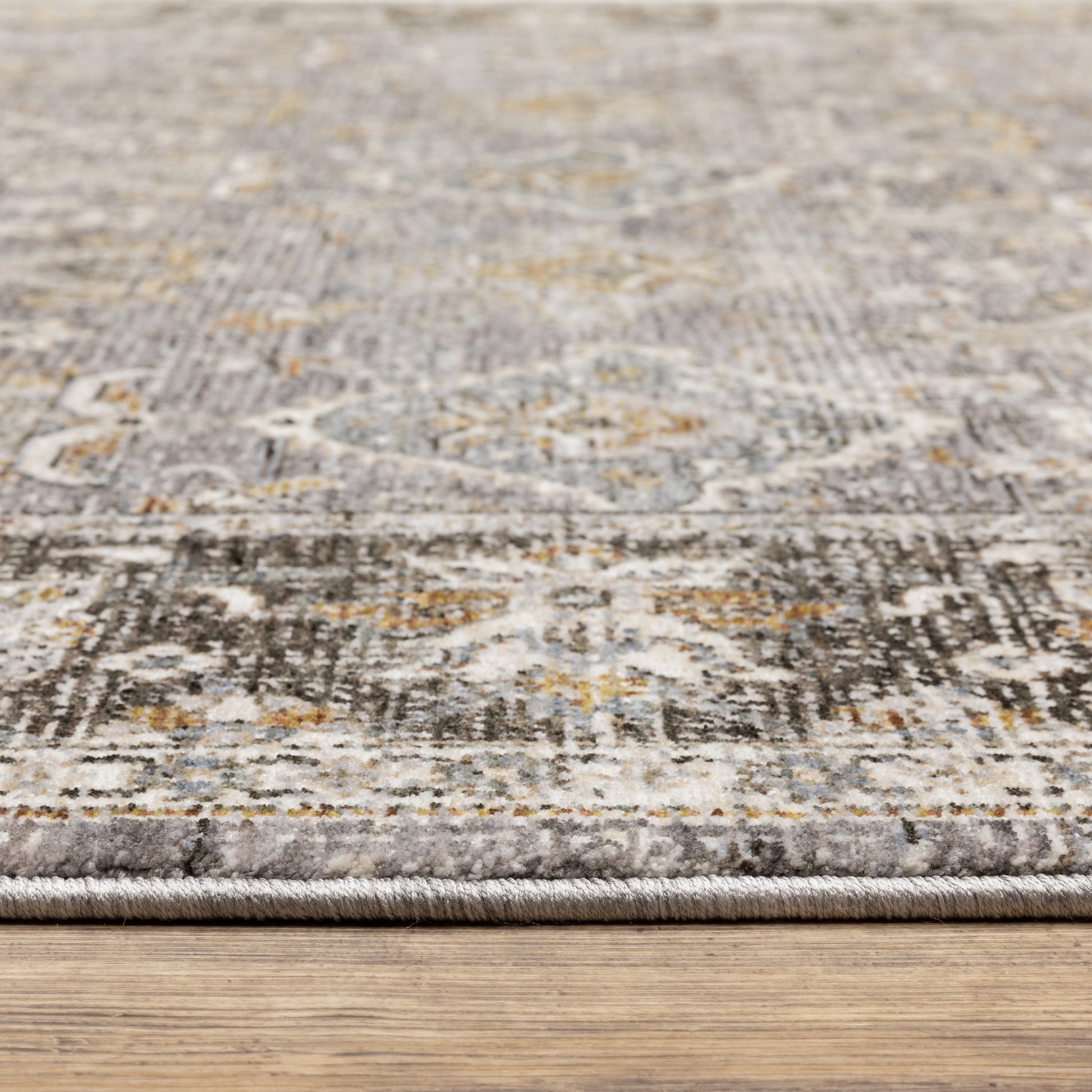 Maharaja Distressed Grey/ Blue Oriental Cut Pile Rug
