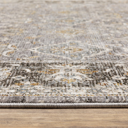 Maharaja Distressed Grey/ Blue Oriental Cut Pile Rug