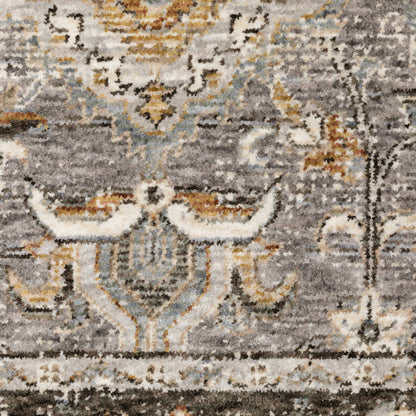 Maharaja Distressed Grey/ Blue Oriental Cut Pile Rug