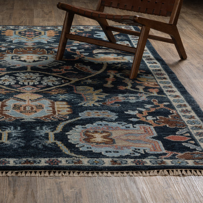 Majorca Oriental Blue/ Multi Floral Loop Pile Rug