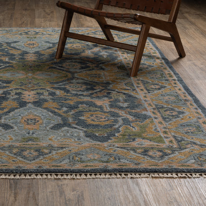 Majorca Floral Blue/ Green Loop Pile Rug