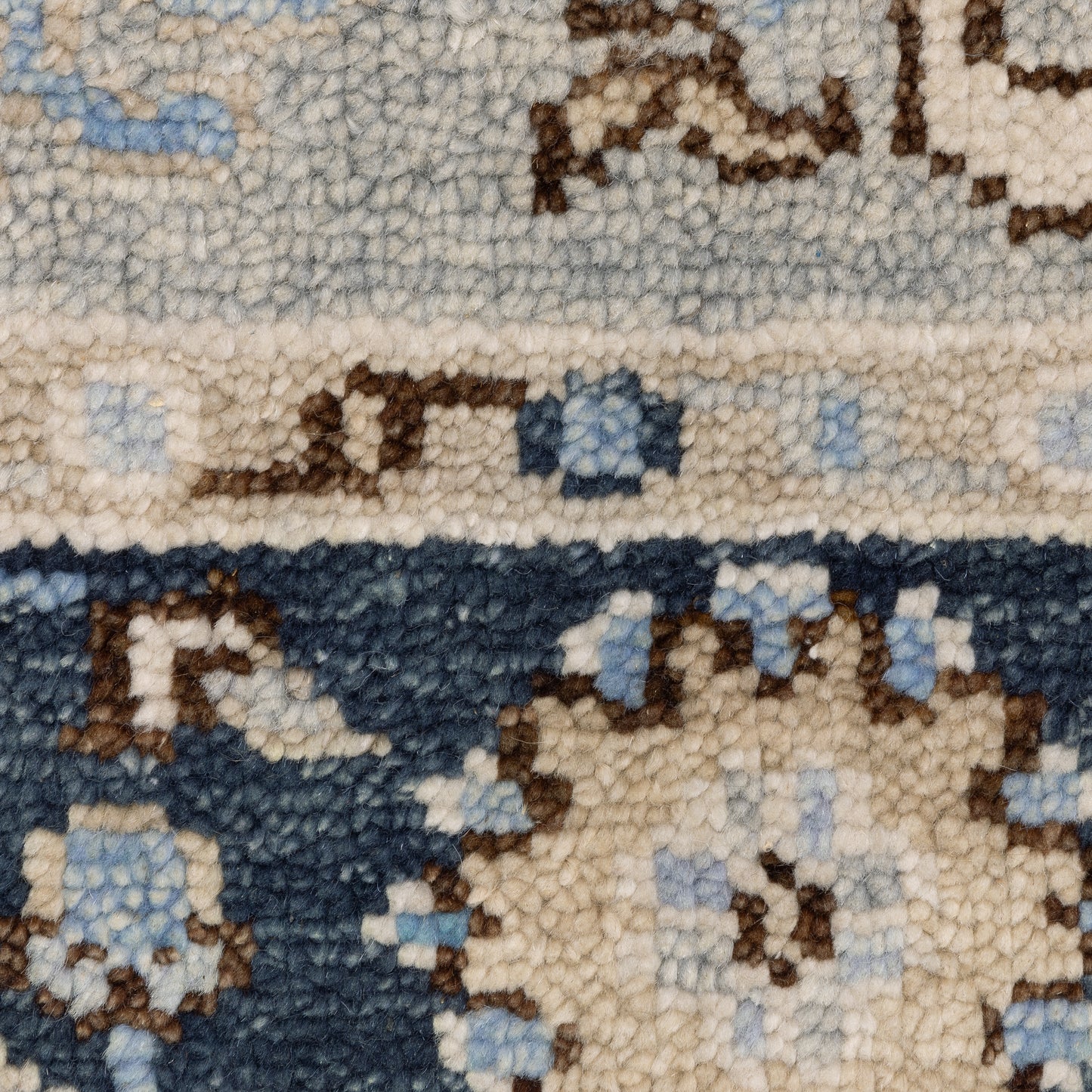 Majorca Floral Grey/ Blue Distressed Loop Pile Rug