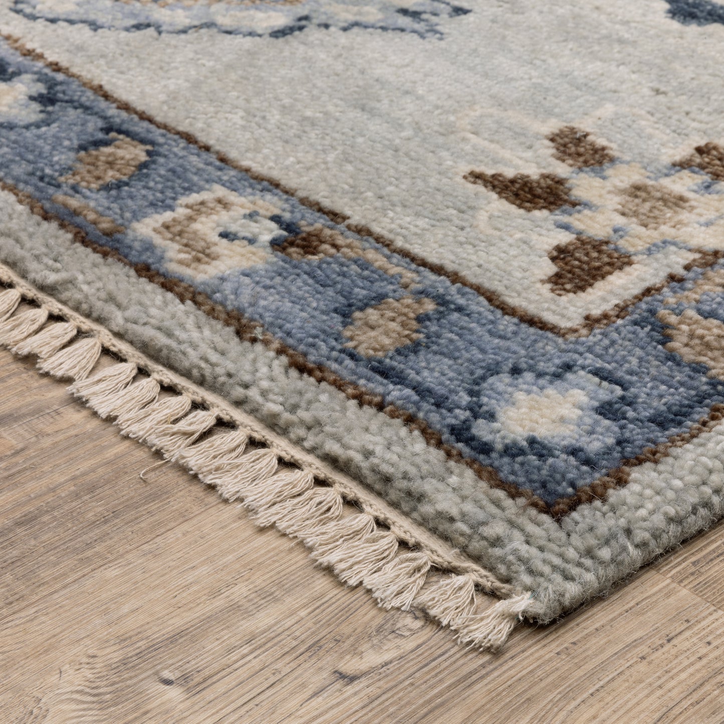 Majorca Floral Blue/ Blue Loop Pile Rug