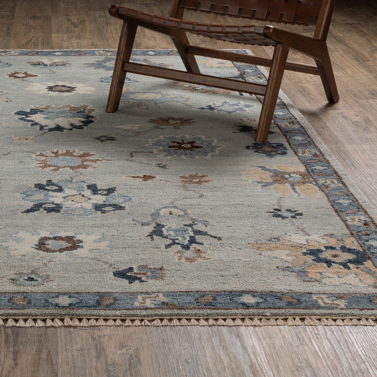 Majorca Floral Blue/ Blue Loop Pile Rug
