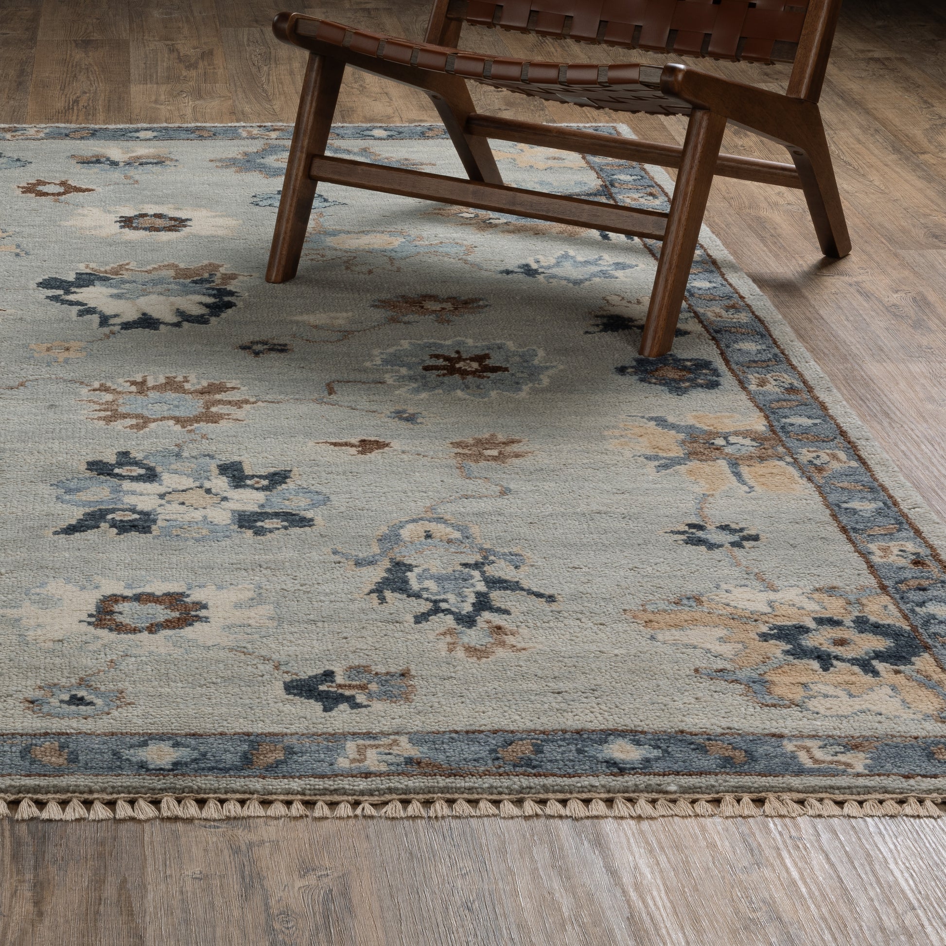 Majorca Floral Blue/ Blue Loop Pile Rug