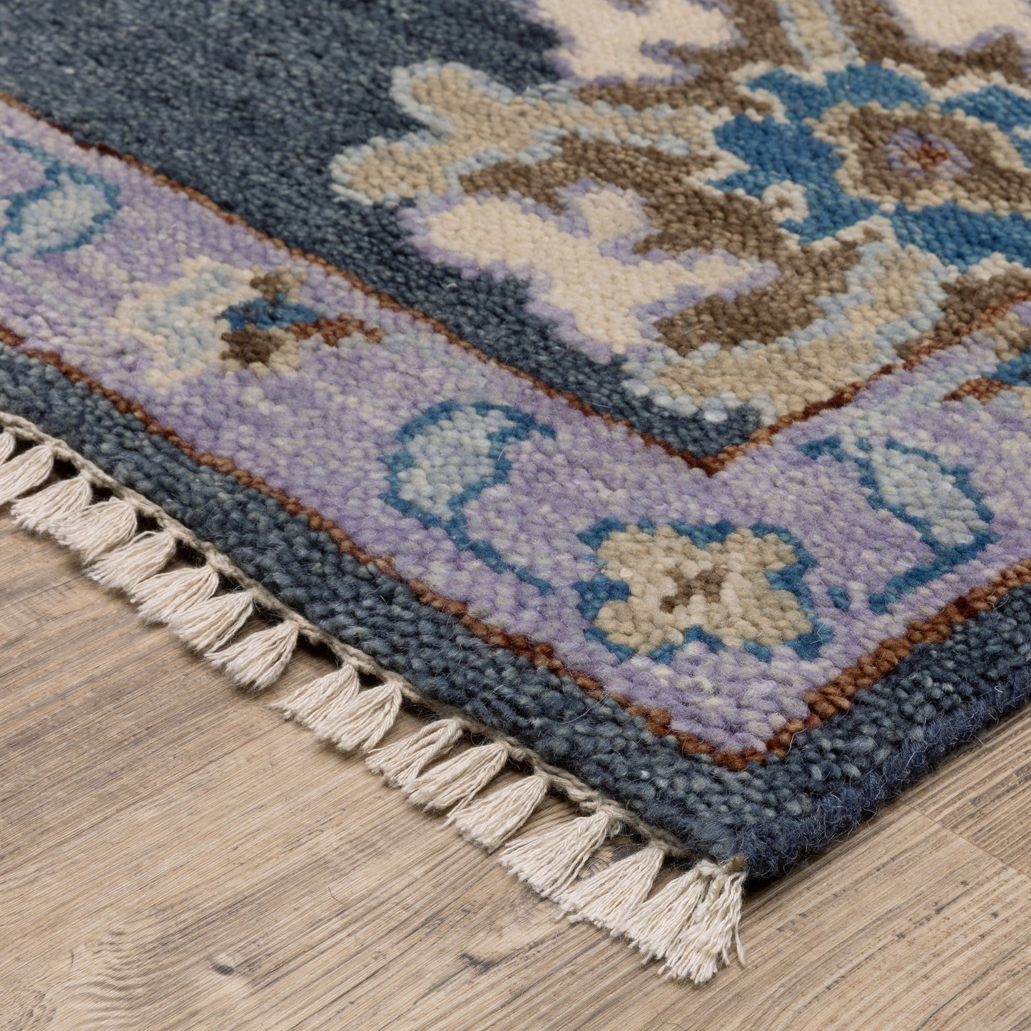 Majorca Distressed Blue/ Multi Floral Loop Pile Rug