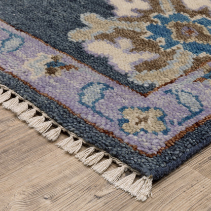 Majorca Distressed Blue/ Multi Floral Loop Pile Rug