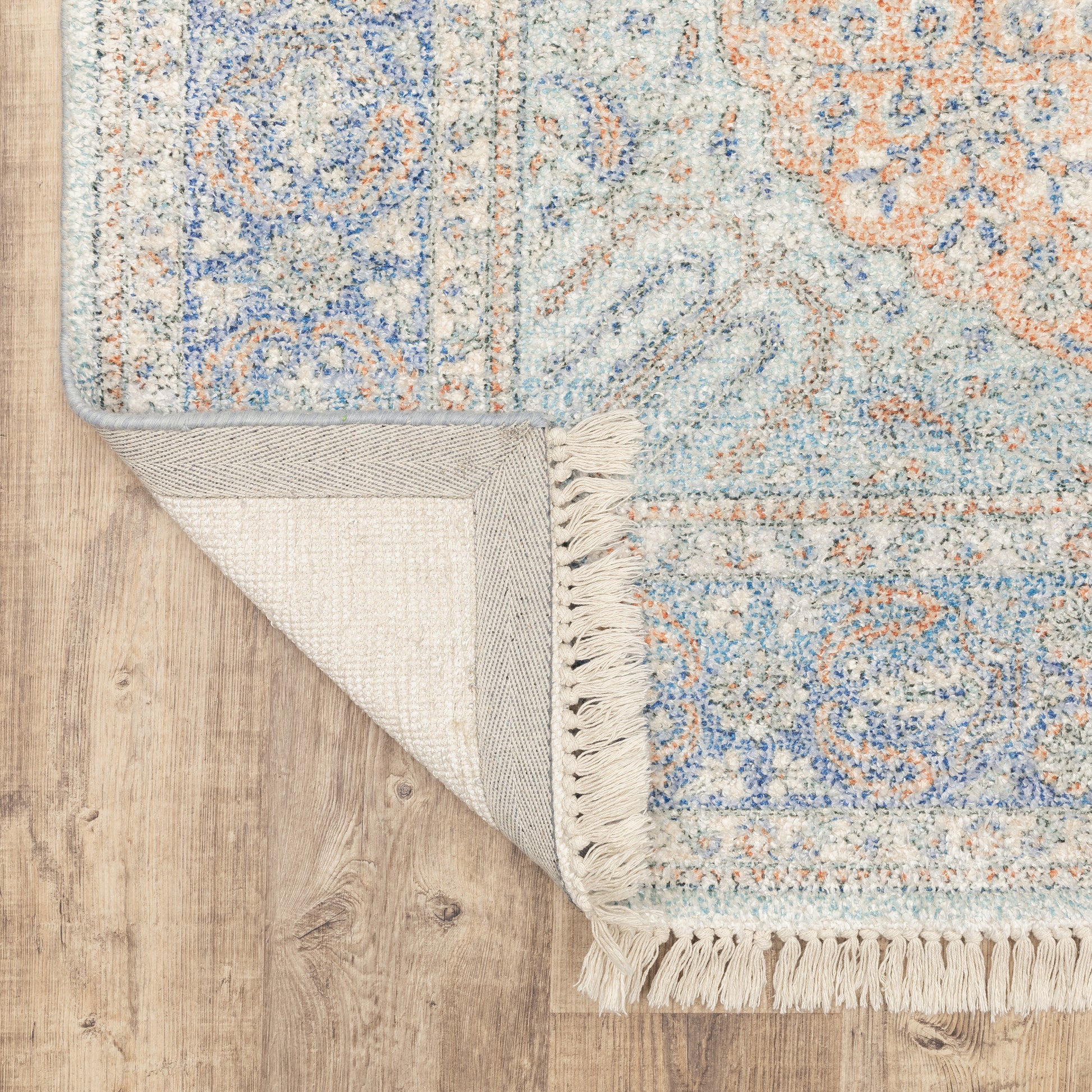 Malabar Medallion Blue/ Red Oriental Cut Pile Rug