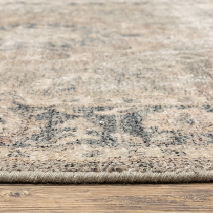Malabar Medallion Beige/ Grey Oriental Cut Pile Rug
