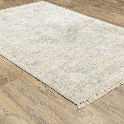 Malabar Distressed Beige/ Grey Medallion Cut Pile Rug