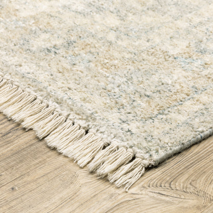 Malabar Distressed Beige/ Grey Medallion Cut Pile Rug