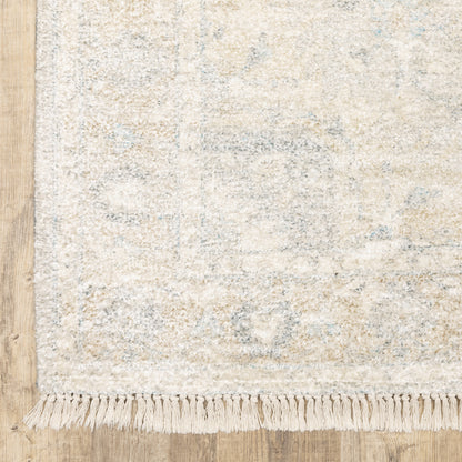 Malabar Distressed Beige/ Grey Medallion Cut Pile Rug