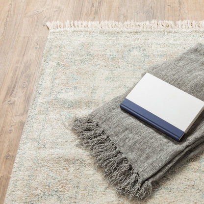 Malabar Distressed Beige/ Grey Medallion Cut Pile Rug