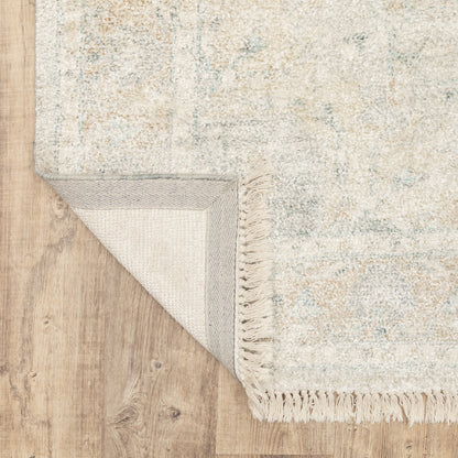 Malabar Distressed Beige/ Grey Medallion Cut Pile Rug