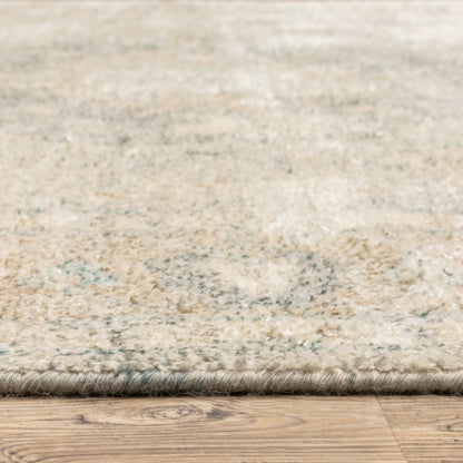 Malabar Distressed Beige/ Grey Medallion Cut Pile Rug