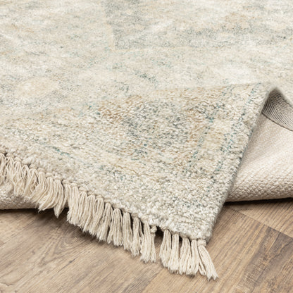 Malabar Distressed Beige/ Grey Medallion Cut Pile Rug