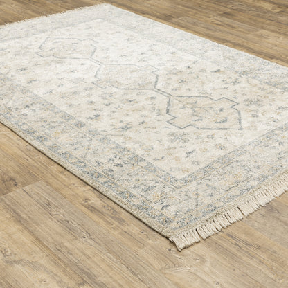 Malabar Distressed Beige/ Charcoal Oriental Cut Pile Rug