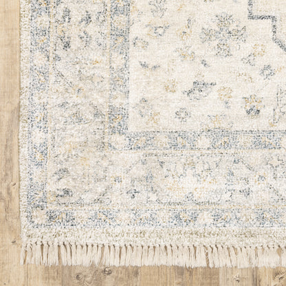 Malabar Distressed Beige/ Charcoal Oriental Cut Pile Rug