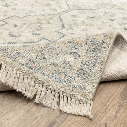 Malabar Distressed Beige/ Charcoal Oriental Cut Pile Rug