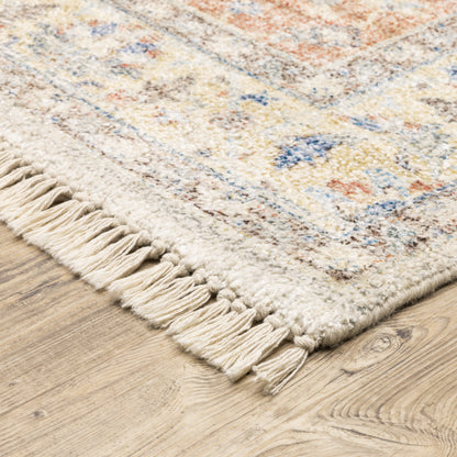 Malabar Distressed Orange/ Blue Oriental Cut Pile Rug