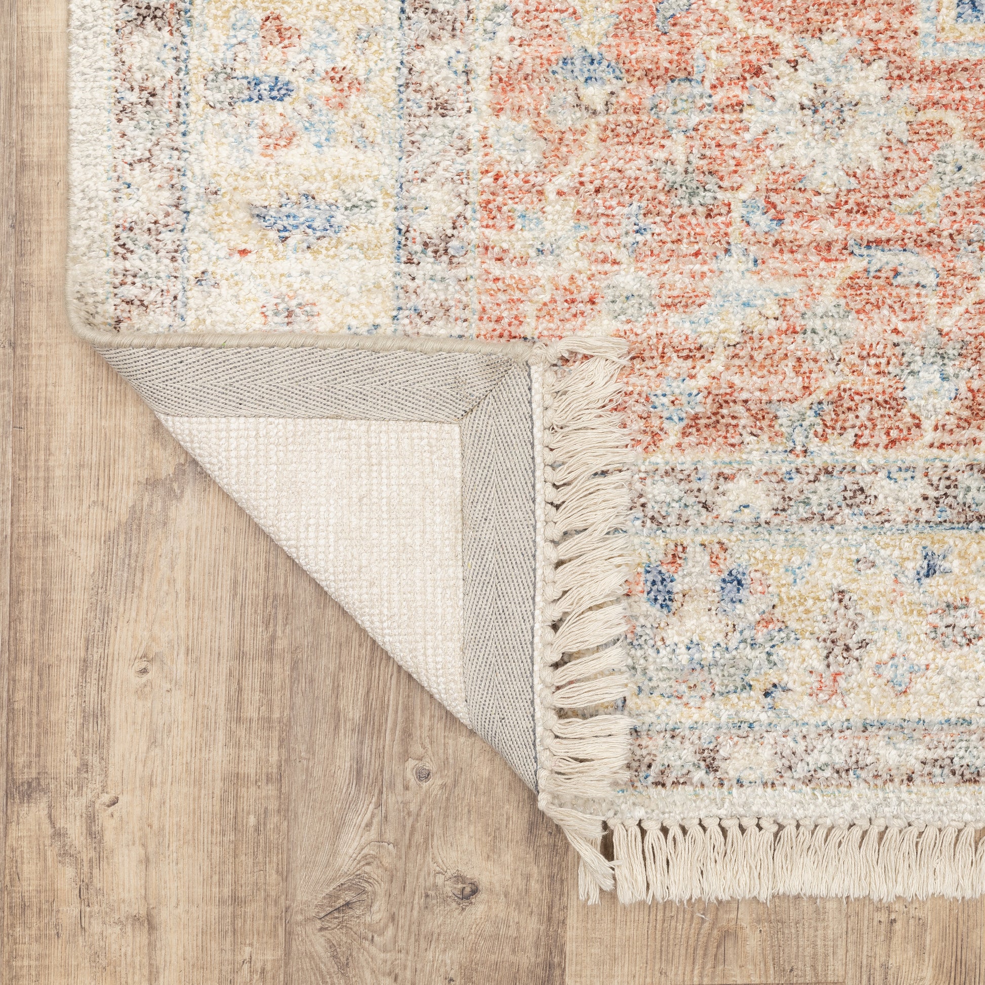 Malabar Distressed Orange/ Blue Oriental Cut Pile Rug