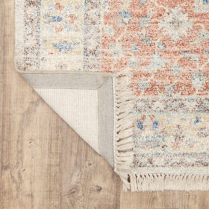 Malabar Distressed Orange/ Blue Oriental Cut Pile Rug