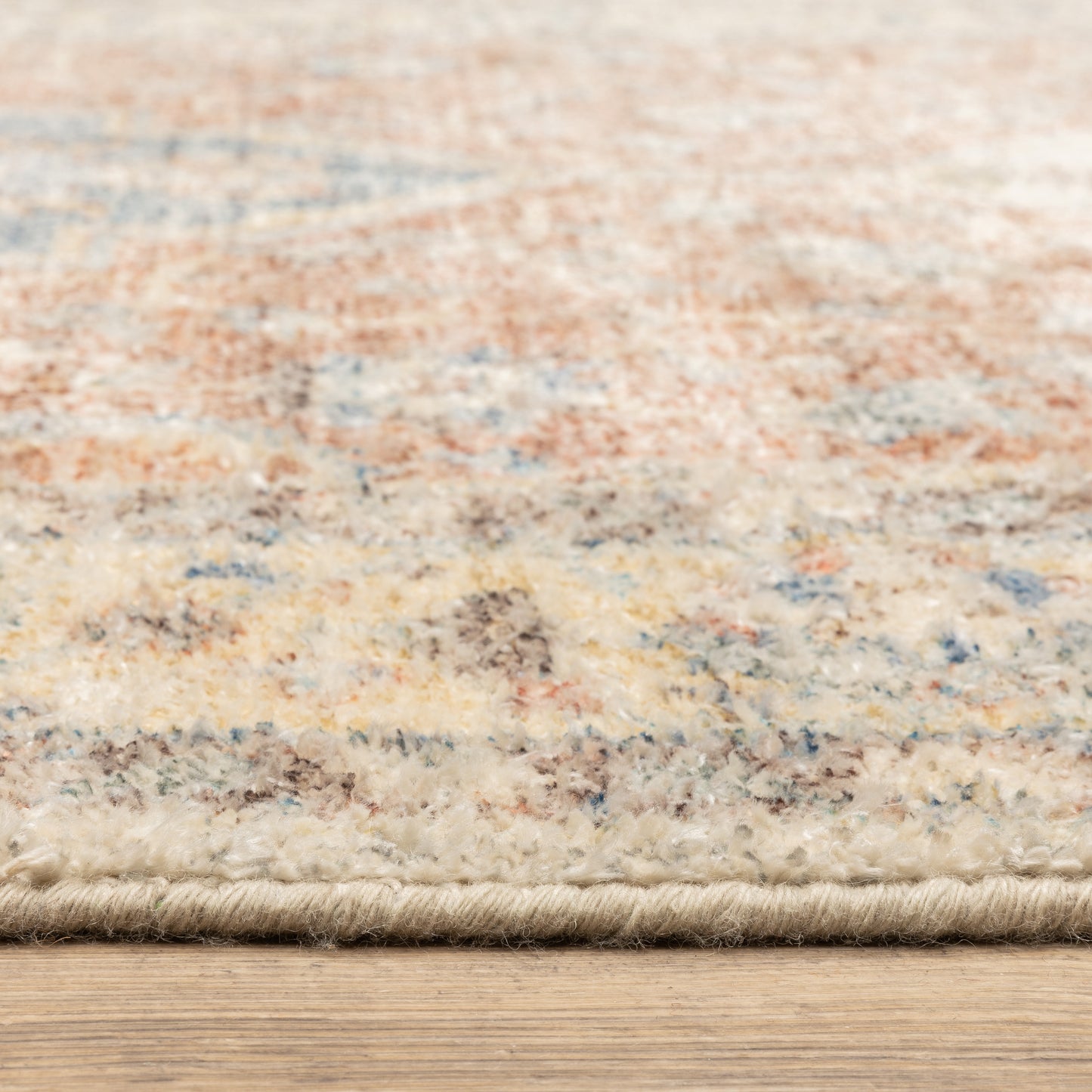 Malabar Distressed Orange/ Blue Oriental Cut Pile Rug