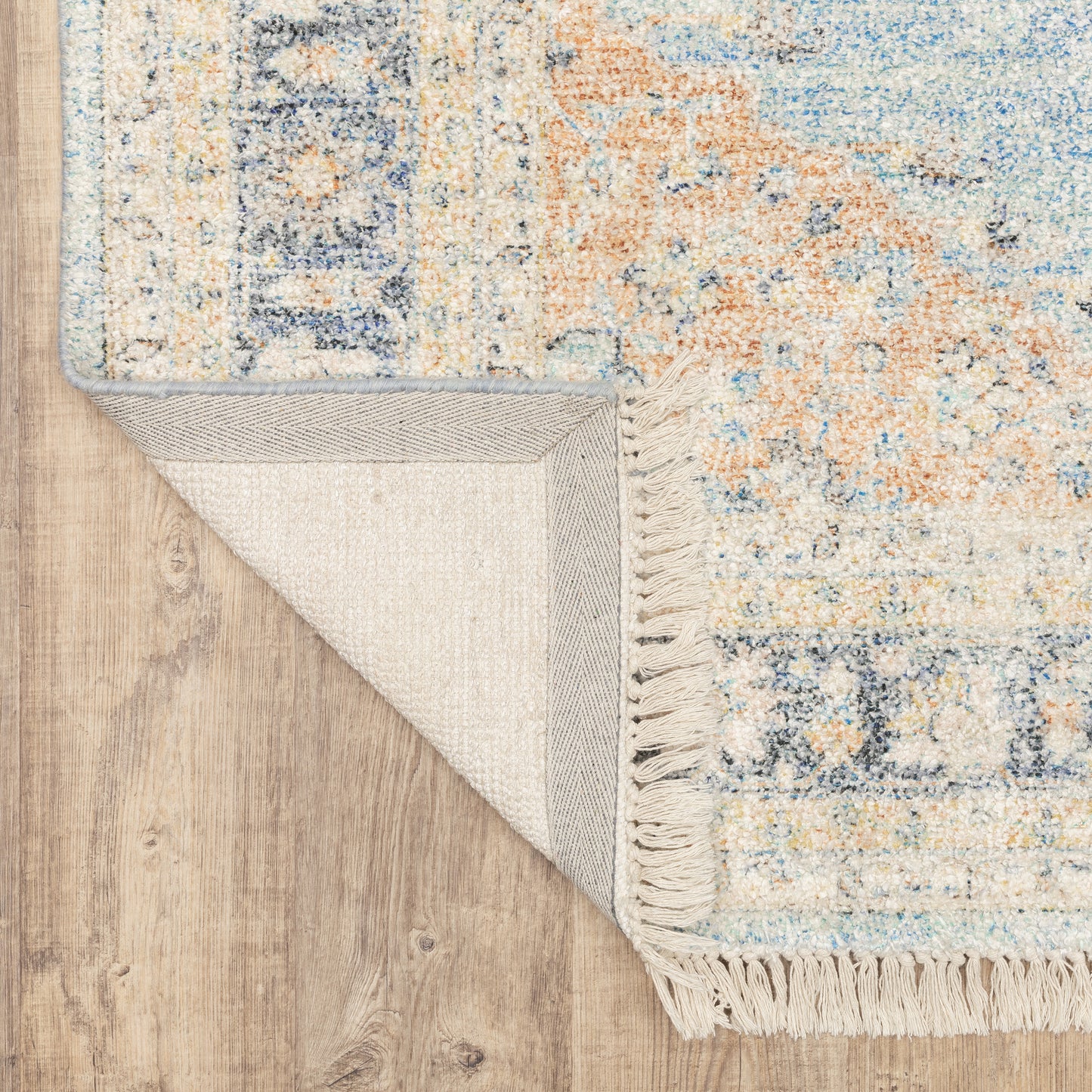Malabar Medallion Blue/ Beige Distressed Cut Pile Rug