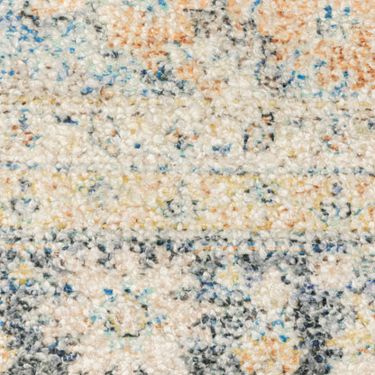 Malabar Medallion Blue/ Beige Distressed Cut Pile Rug