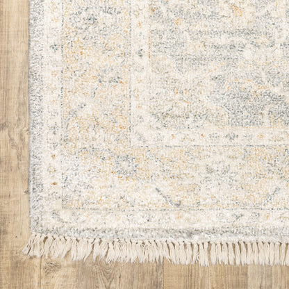 Malabar Medallion Grey/ Beige Distressed Cut Pile Rug