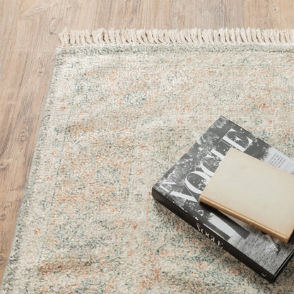 Malabar Medallion Grey/ Beige Distressed Cut Pile Rug