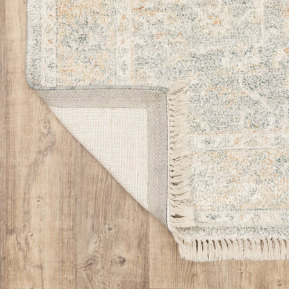 Malabar Medallion Grey/ Beige Distressed Cut Pile Rug
