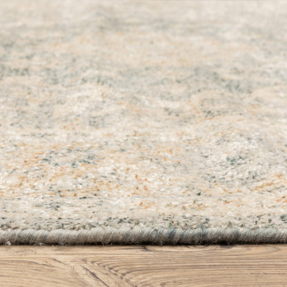 Malabar Medallion Grey/ Beige Distressed Cut Pile Rug