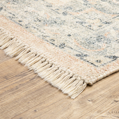 Malabar Medallion Beige/ Grey Distressed Cut Pile Rug
